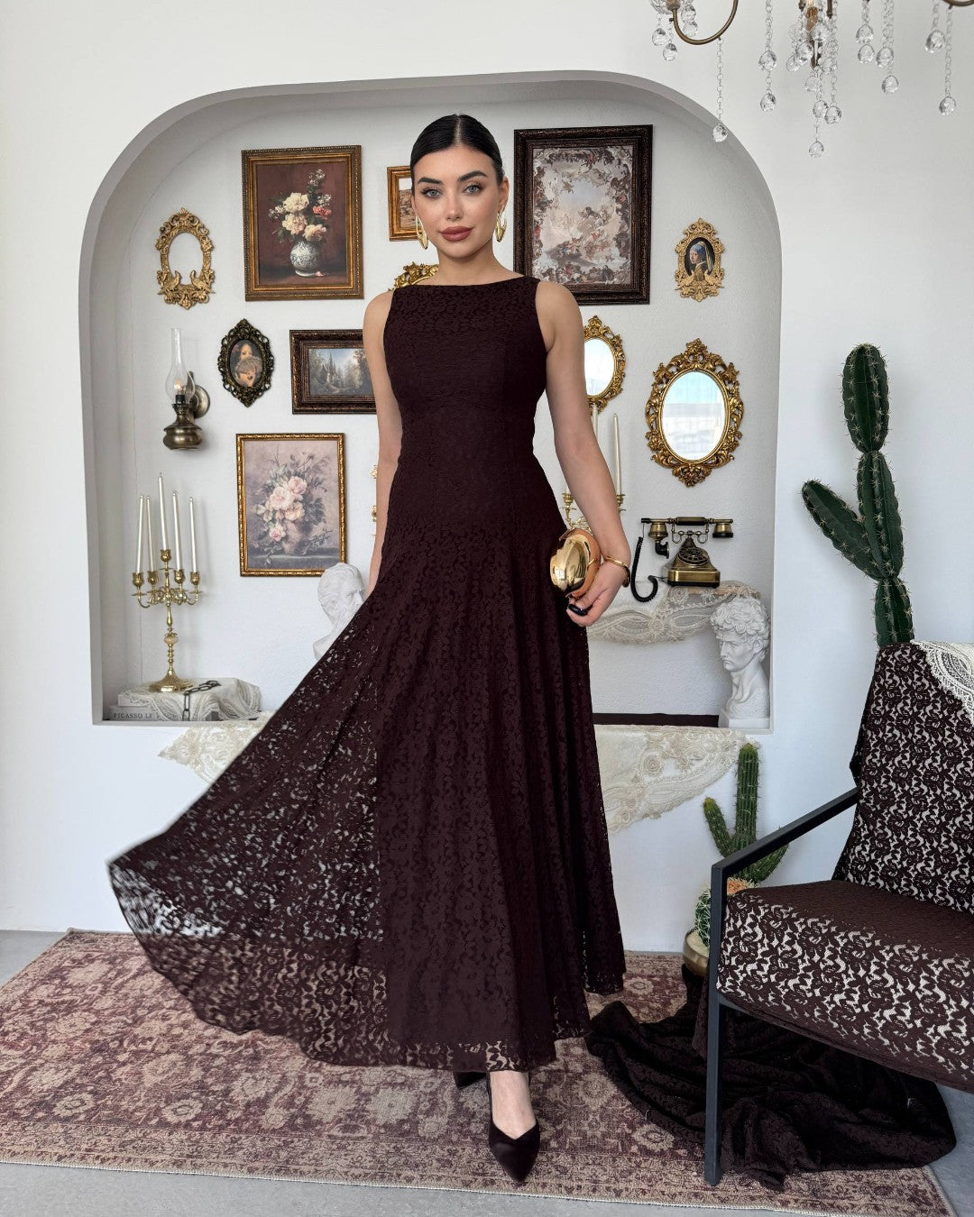 Elegant Waistline Lace Dress