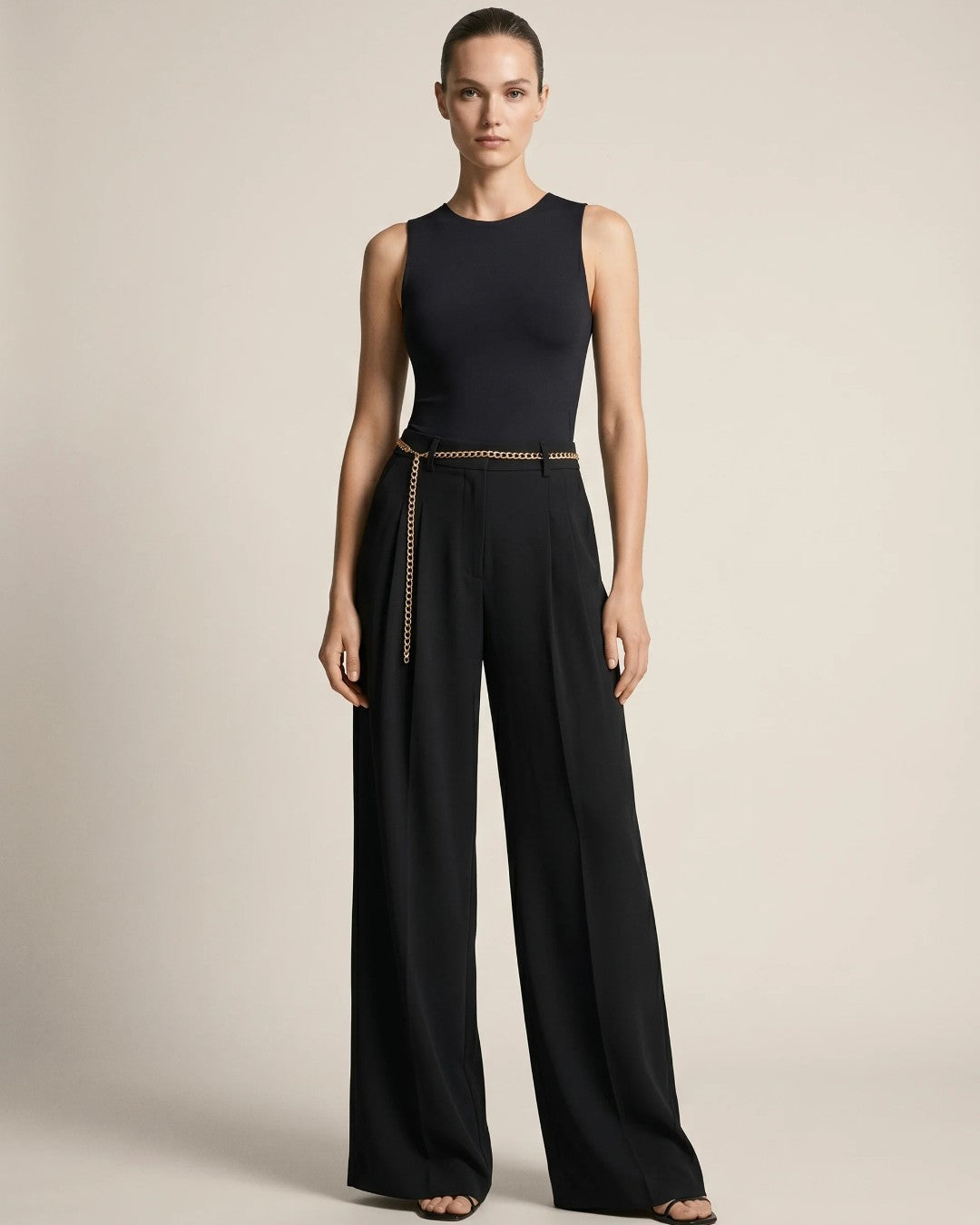 Elegnant Chain Detail Trousers + Belt