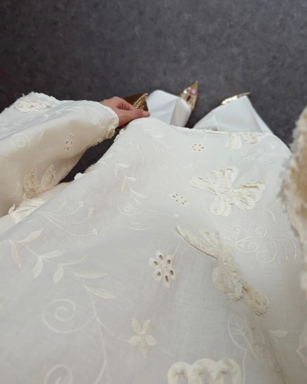 Embroidered Belted Top
