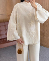 Embroidered Belted Top