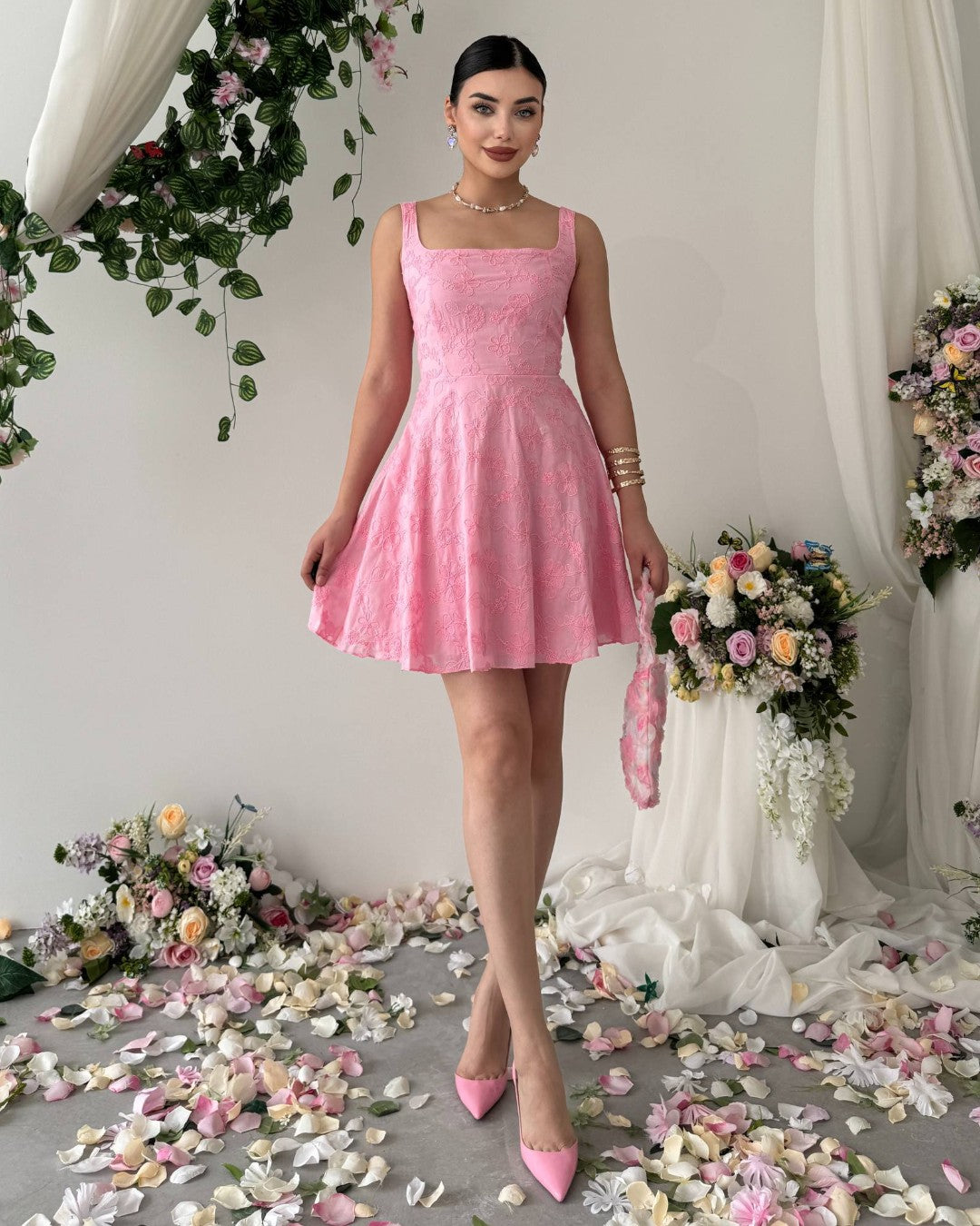 Embroidered Floral Mini Dress