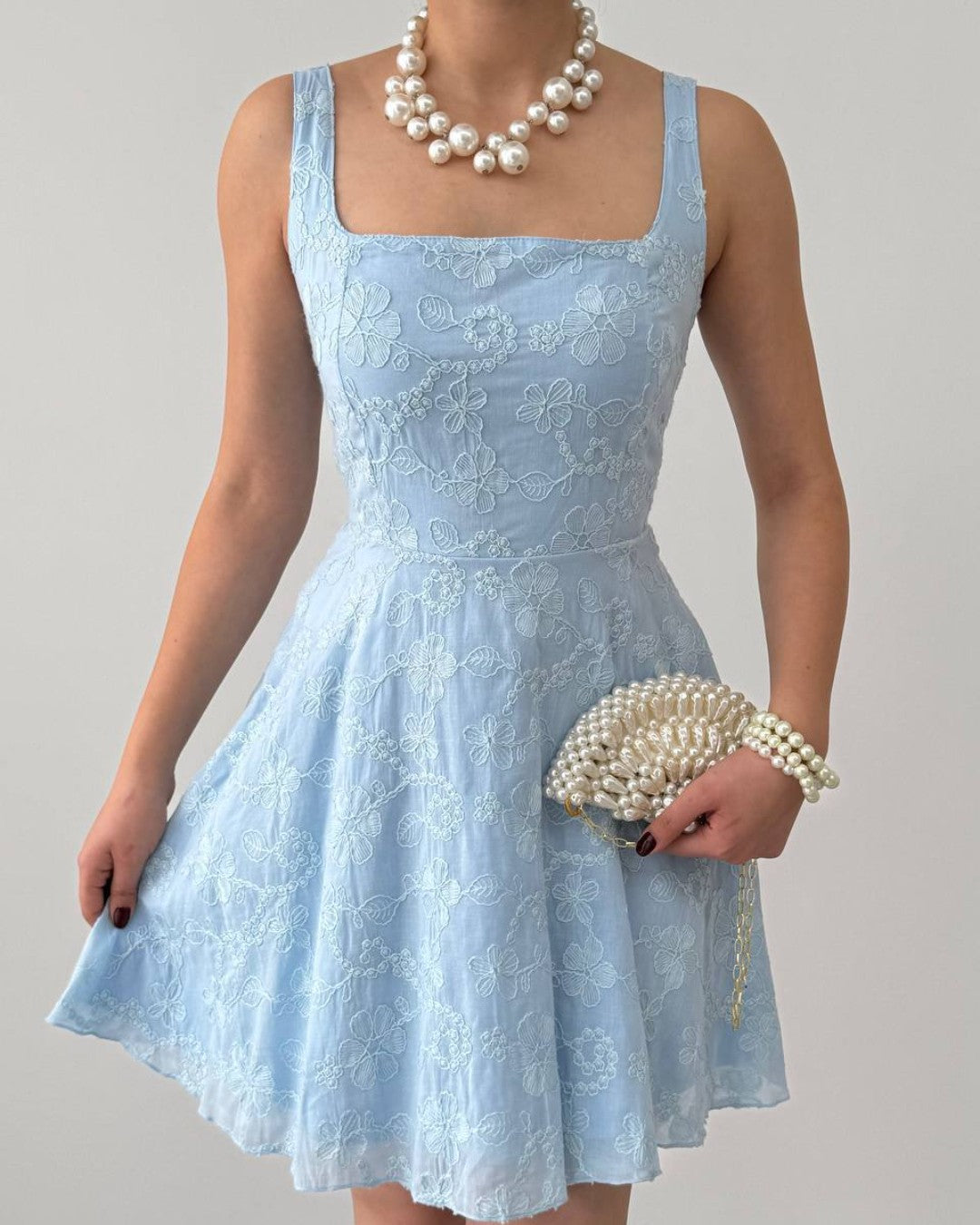 Embroidered Floral Mini Dress