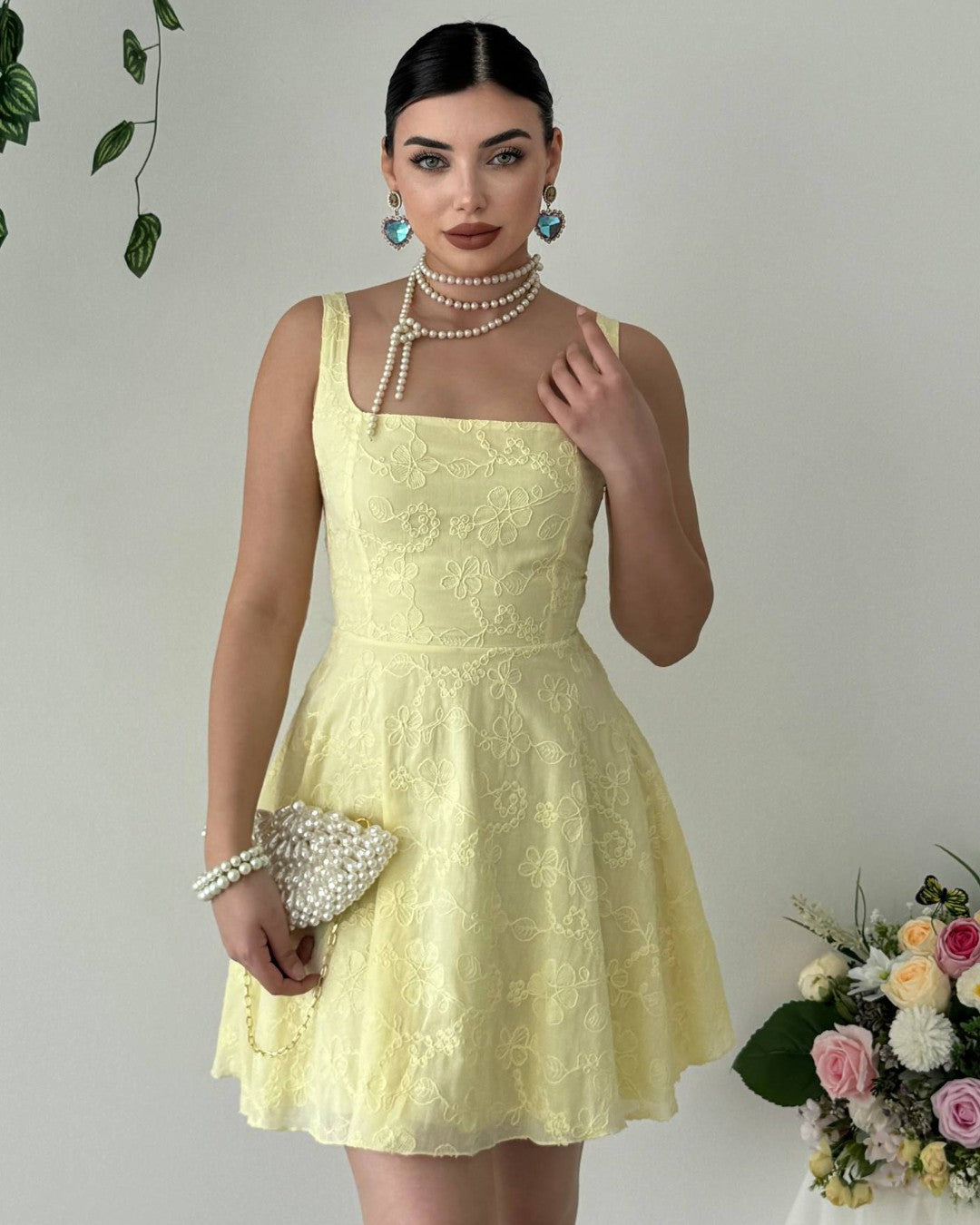 Embroidered Floral Mini Dress