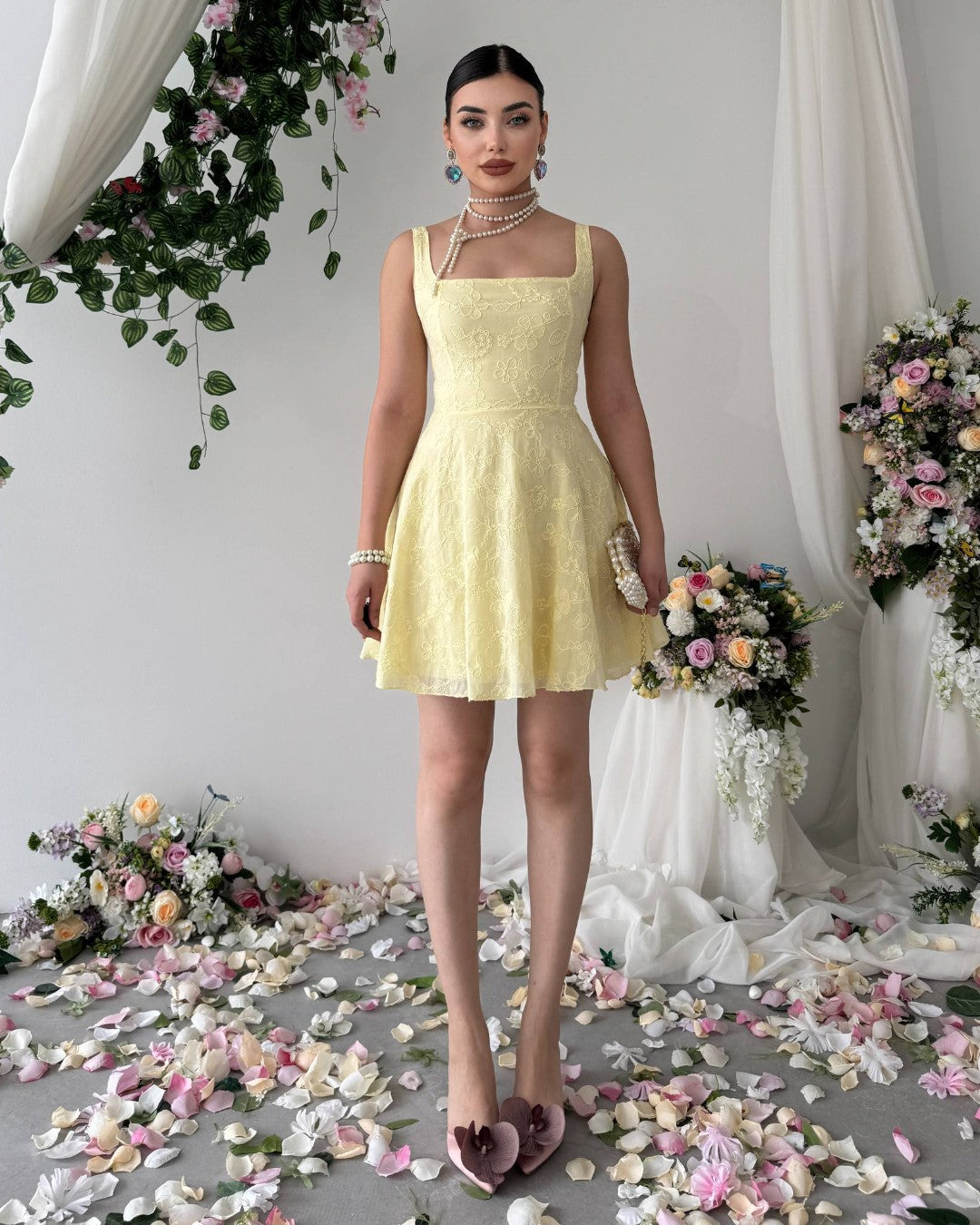 Embroidered Floral Mini Dress
