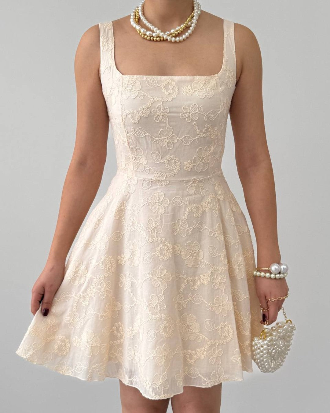 Embroidered Floral Mini Dress