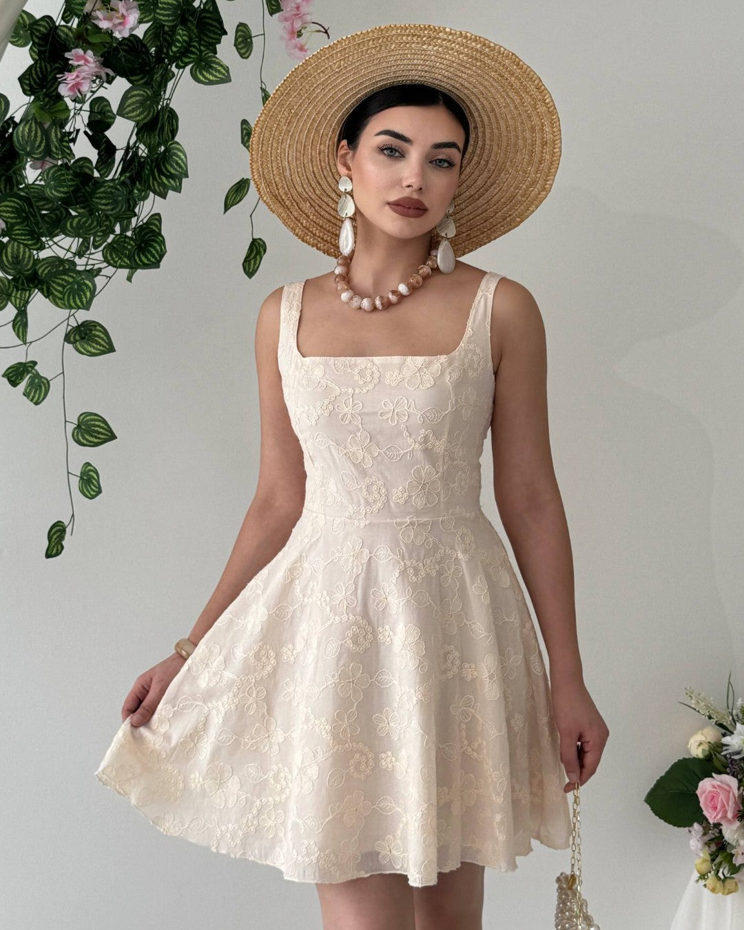 Embroidered Floral Mini Dress