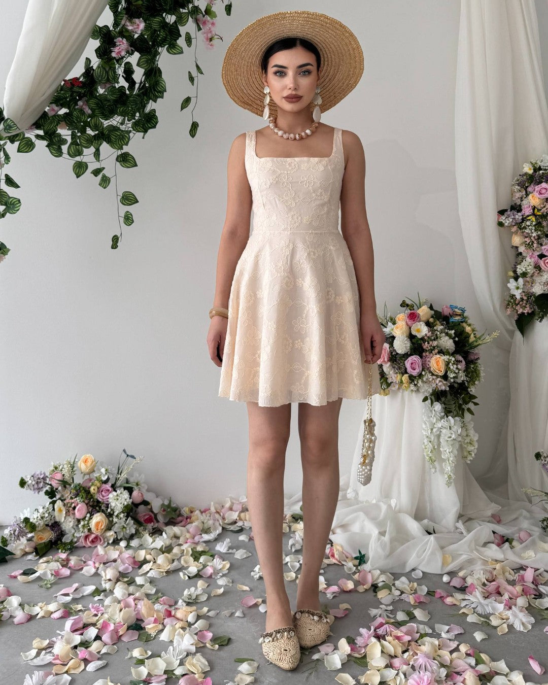 Embroidered Floral Mini Dress