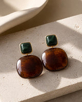 Emerald Amber Statement Earrings