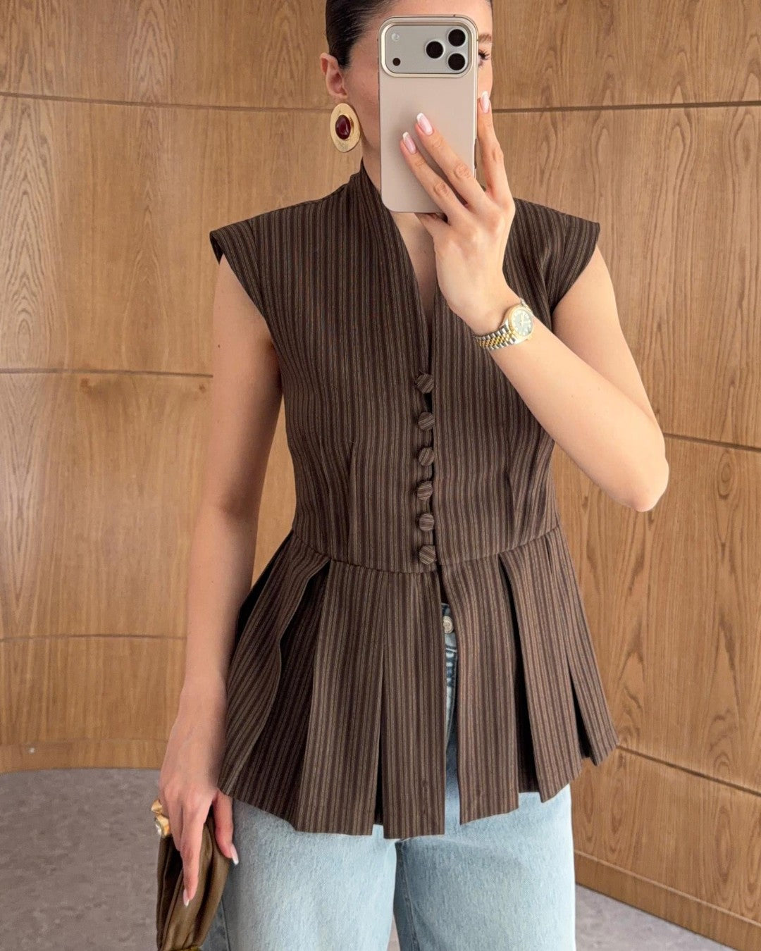 Espresso Pleated Vest Top