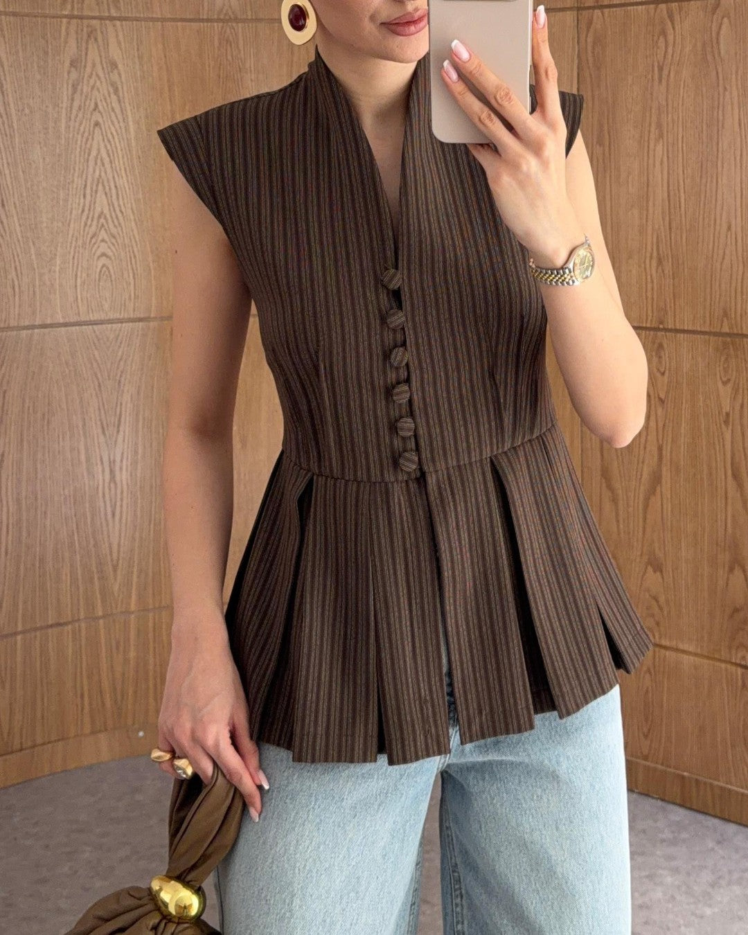 Espresso Pleated Vest Top