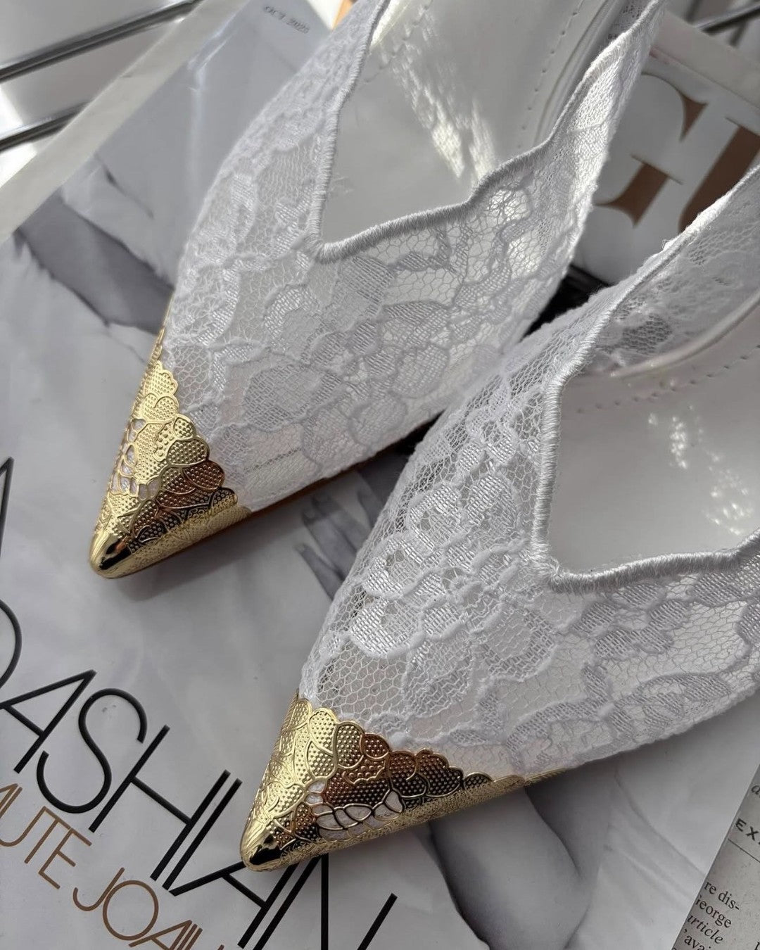 Faiz Inspired Lace Pumps With Metal Detail