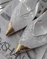 Faiz Inspired Lace Pumps With Metal Detail