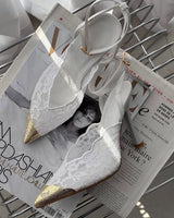 Faiz Inspired Lace Pumps With Metal Detail