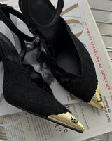 Faiz Inspired Lace Pumps With Metal Detail