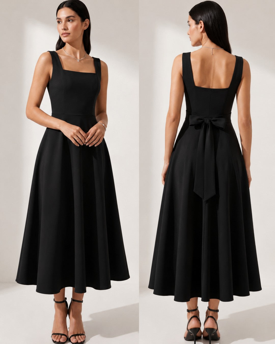 Féminine Bow Midi Dress