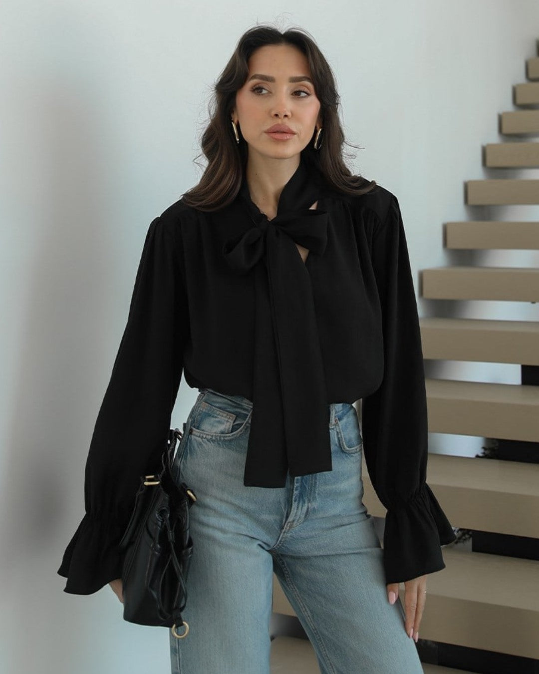 Feminine Bow Tie Blouse