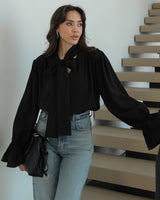 Feminine Bow Tie Blouse
