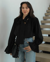 Feminine Bow Tie Blouse