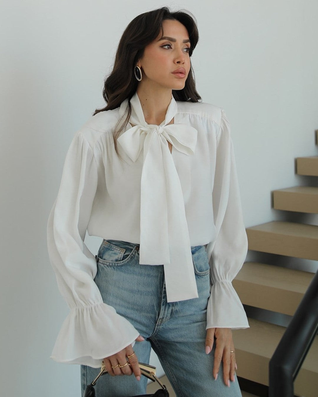 Feminine Bow Tie Blouse