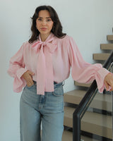 Feminine Bow Tie Blouse