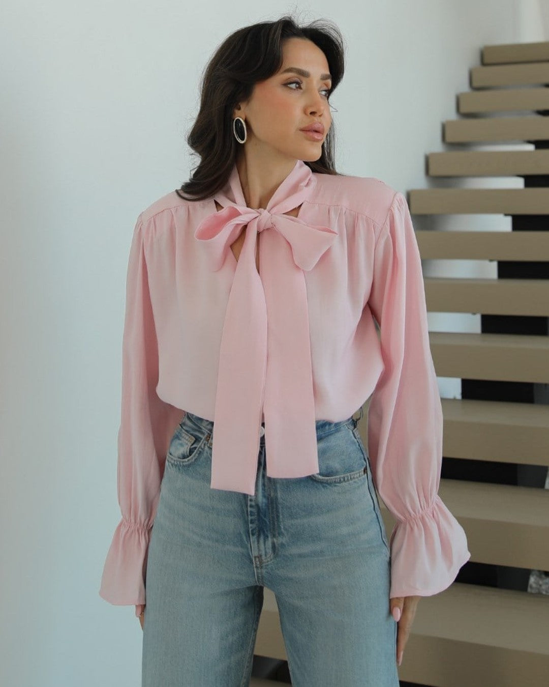 Feminine Bow Tie Blouse