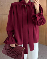 Feminine Bow Tie Blouse