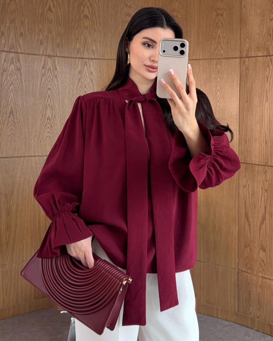 Feminine Bow Tie Blouse
