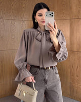 Feminine Bow Tie Blouse