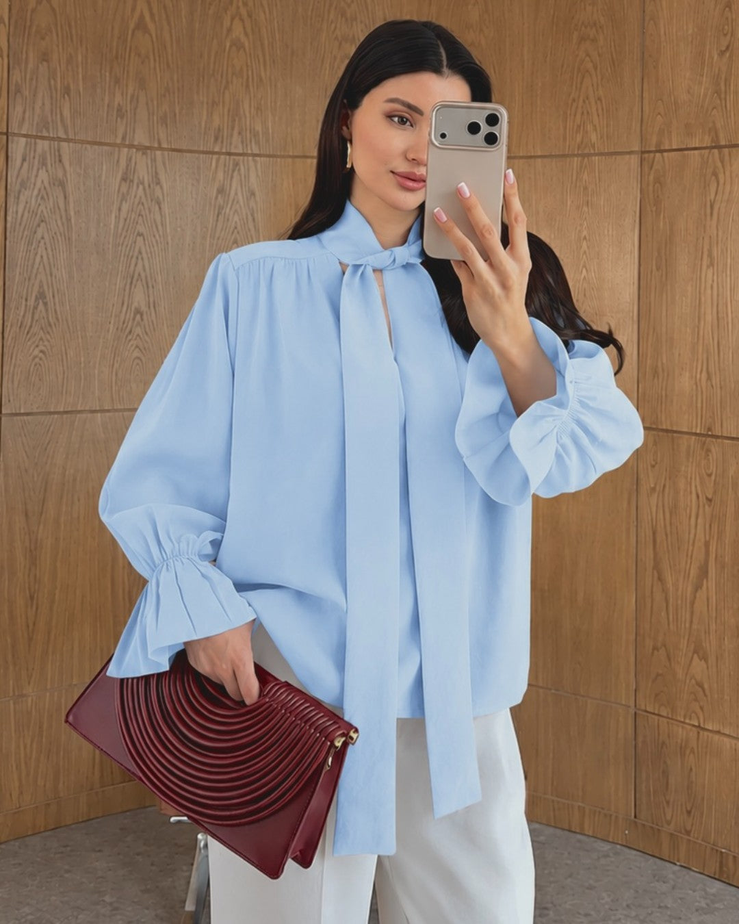 Feminine Bow Tie Blouse