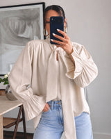 Feminine Bow Tie Blouse
