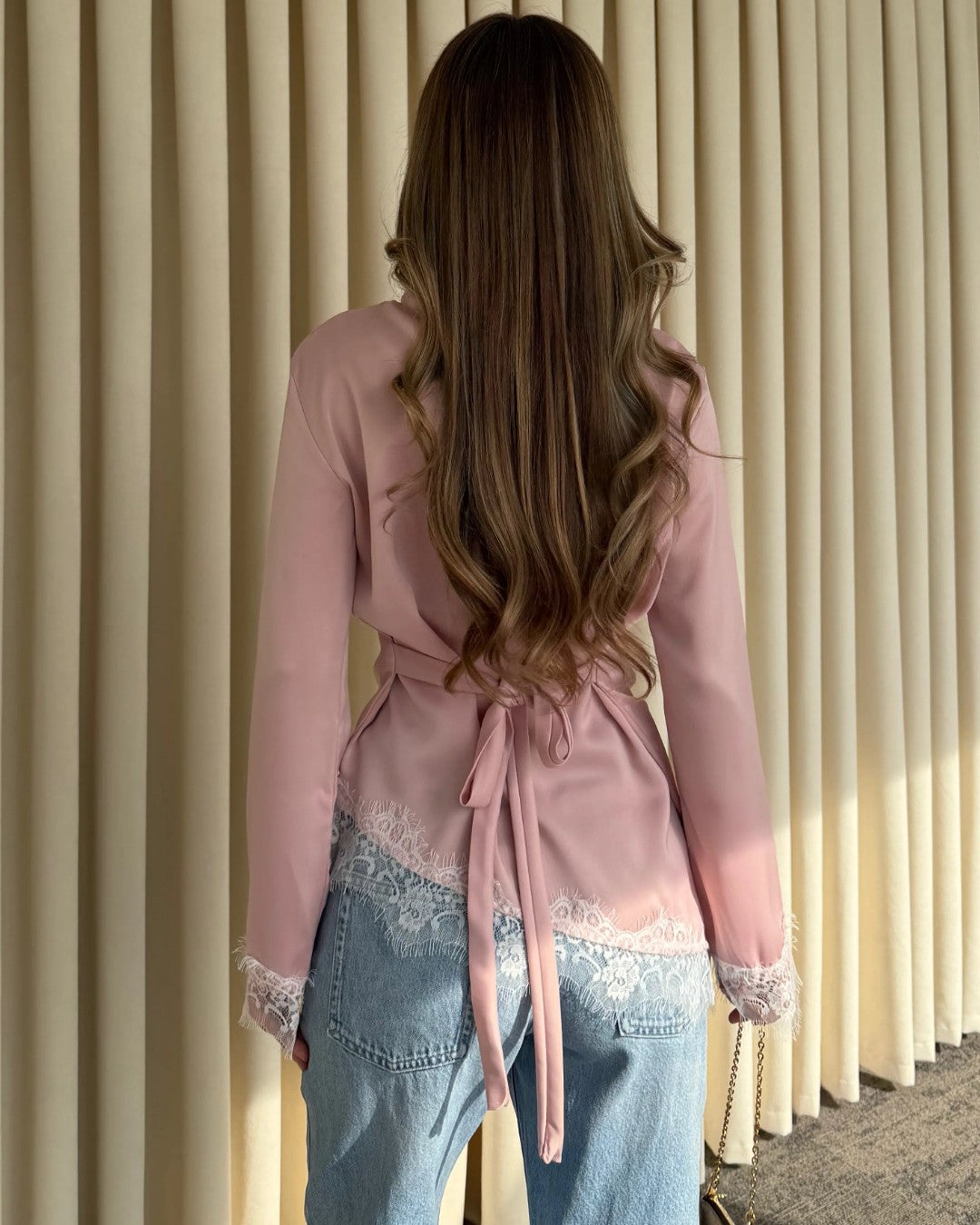 Feminine Satin Lace Blouse