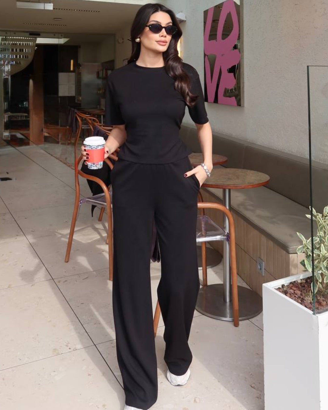 Fitted Top Wide-Leg Set