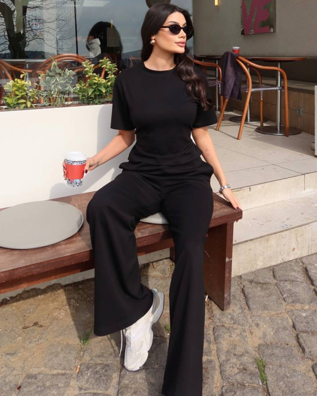 Fitted Top Wide-Leg Set