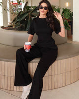 Fitted Top Wide-Leg Set