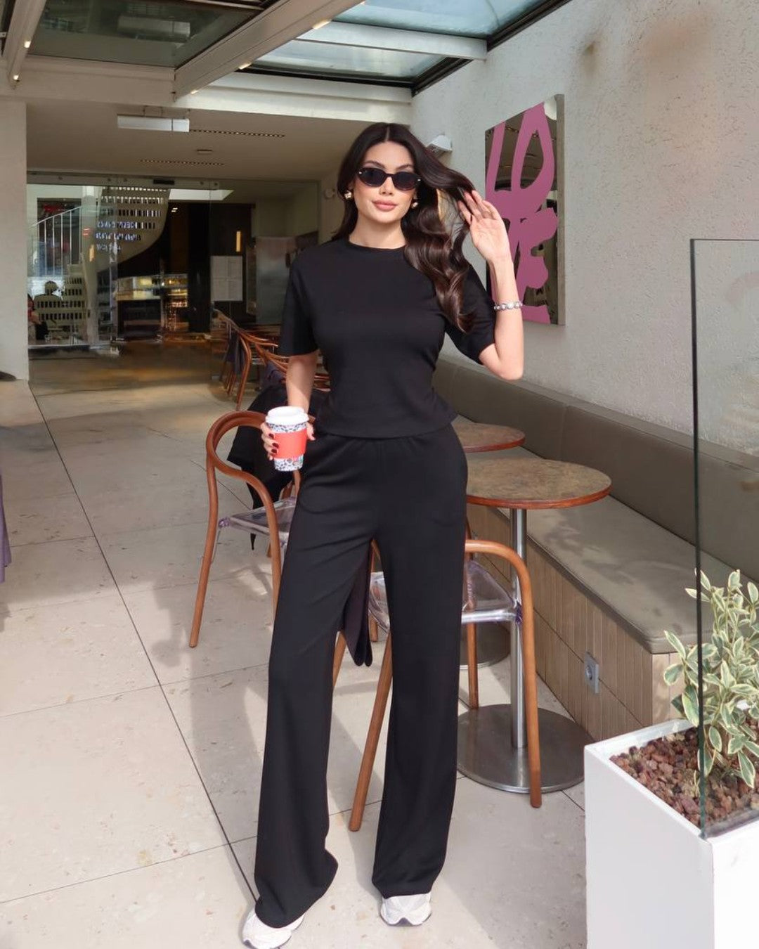 Fitted Top Wide-Leg Set