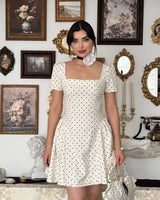 Flared Waist Polka Mini