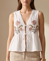 Floral Tie Front Blouse