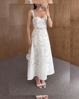 Floral Waist-Detail Midi Dress