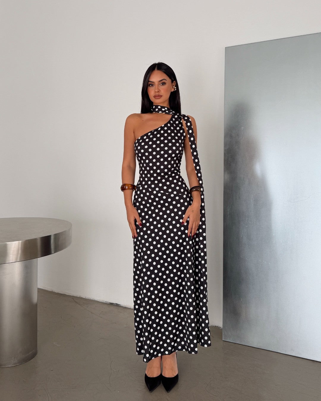 Flowing Polka Dot Dress