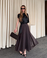Flowing Polka Midi Skirt