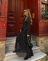 Flowing Polka Midi Skirt