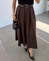 Flowy Midi Skirt + Belt