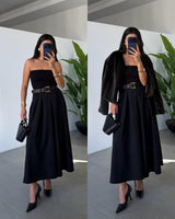 Flowy Midi Skirt + Belt