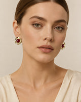 Garnet Hammered Studs
