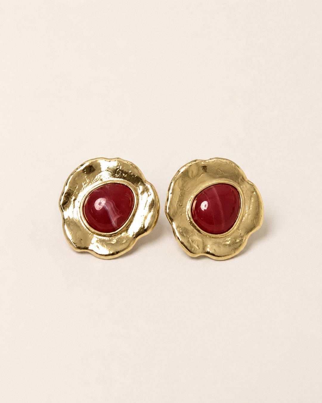 Garnet Hammered Studs