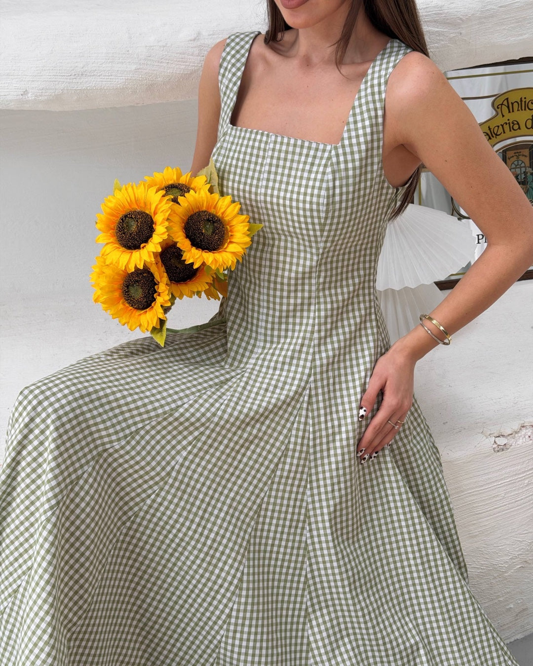 Gingham Flared Midi Dress