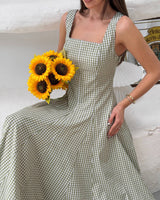 Gingham Flared Midi Dress
