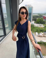 Gold Accent Midi Dress