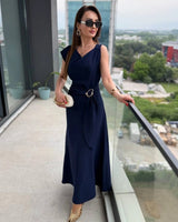 Gold Accent Midi Dress