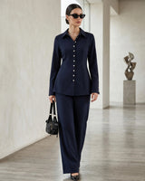 Gold Button Tailored Set